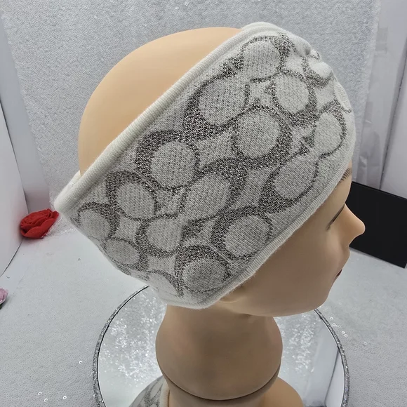 Choach Winter Headband Metallic Knit Merino Wool Chalk-color  display picture 1